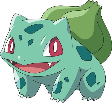 It has a pink, polyhedral head that ends in a blue beak and has hexagonal eyes, and it has a pink polyhedral body with a blue front, blue triangular prism feet, and a blue rectangular prism tail. . Bulba pokedex